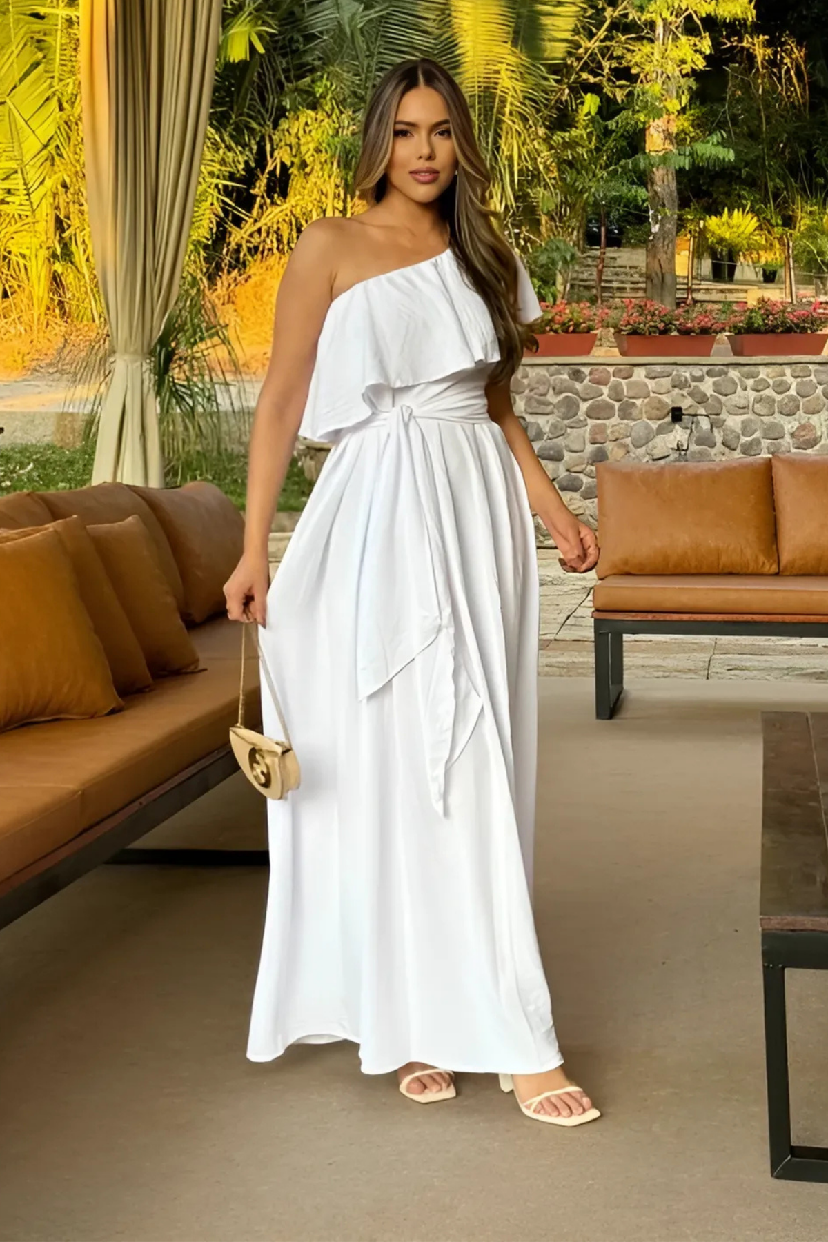 Vestido Longo Noivado Ombro Único - Melina