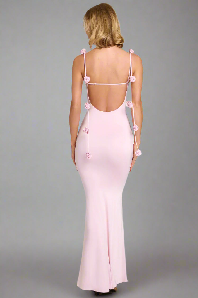 Vestido Longo com Alças Finas e Costas Abertas - Dália