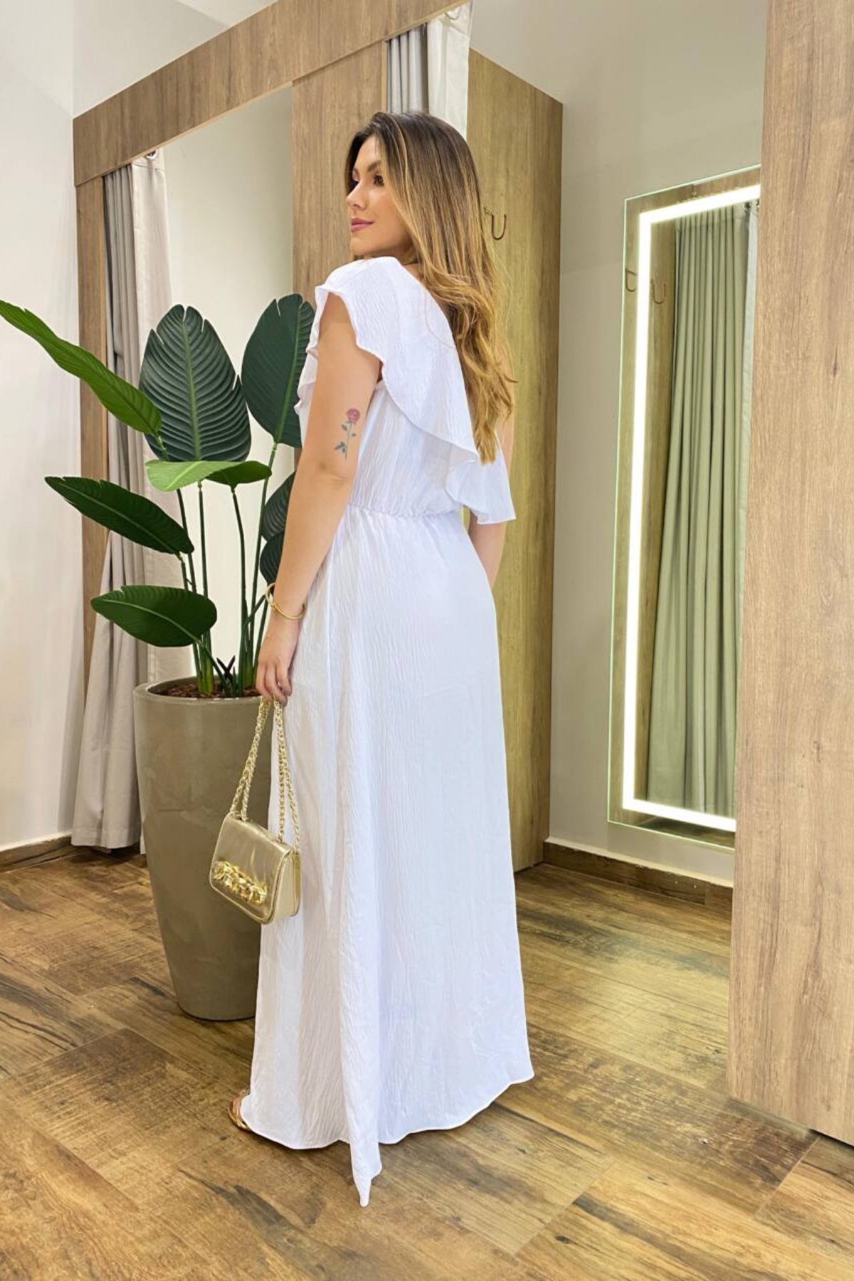 Vestido Longo Noivado Ombro Único - Melina