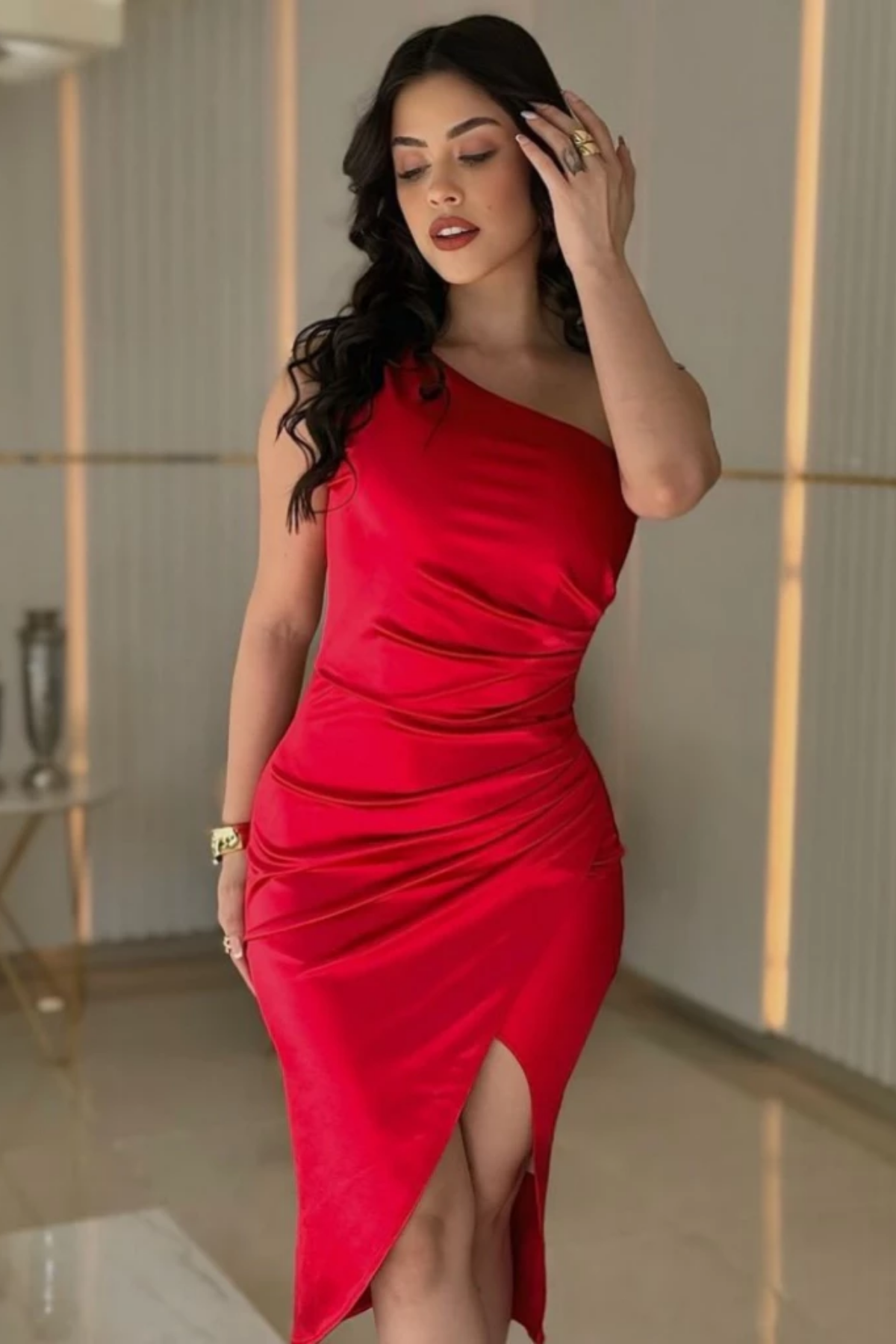 Vestido Midi Ombro Único - Janaina