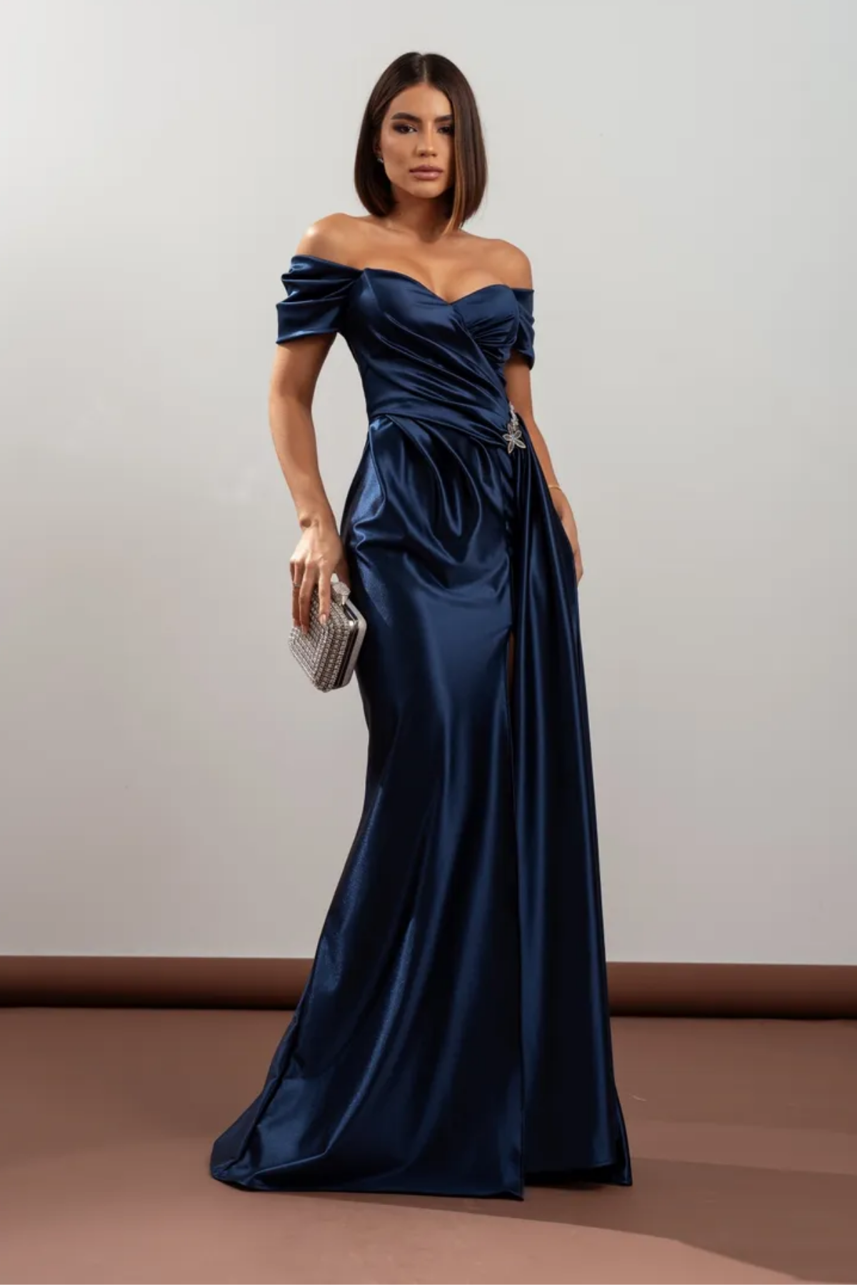 Vestido Longo Ombro a Ombro Drapeado - Teressa