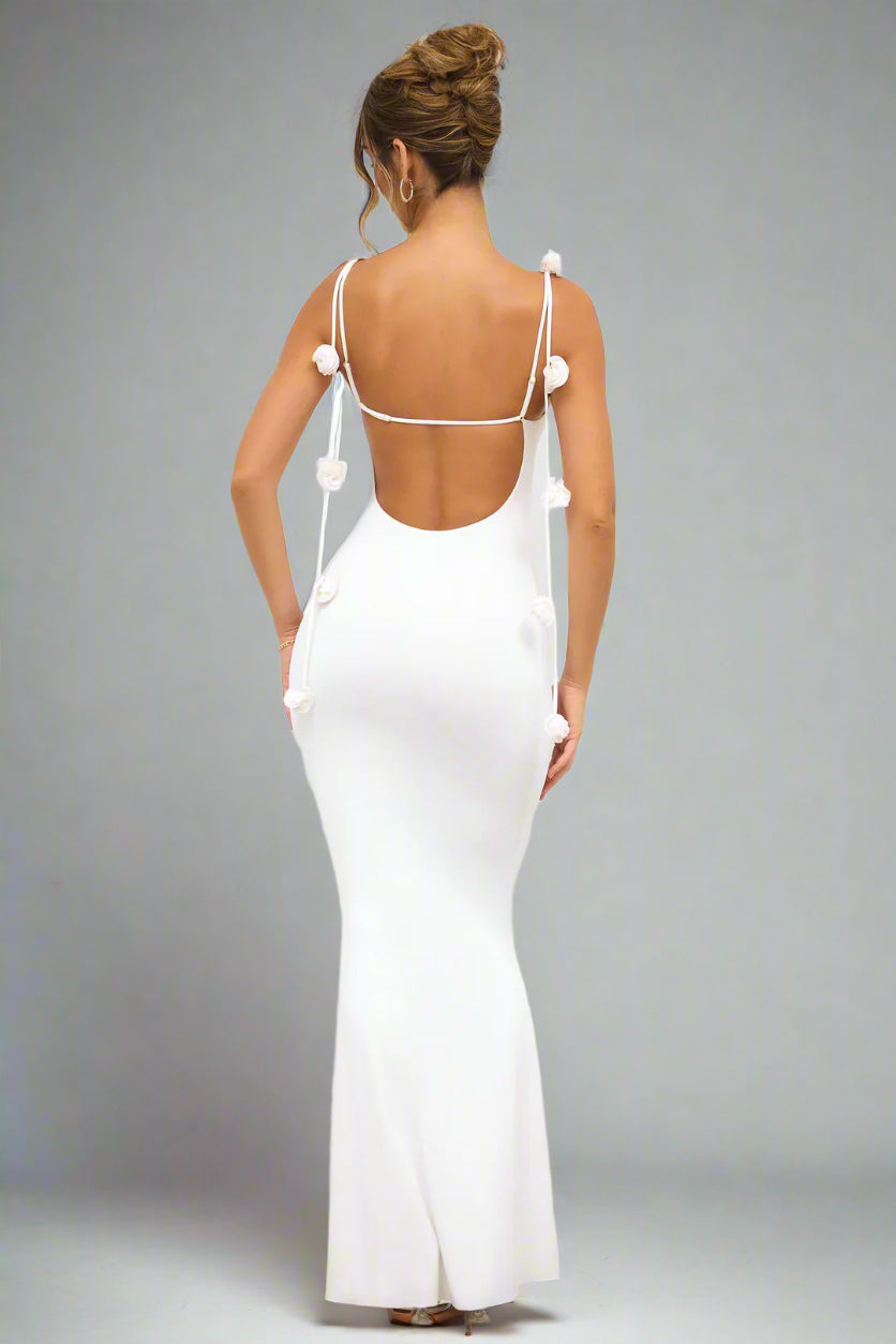 Vestido Longo com Alças Finas e Costas Abertas - Dália