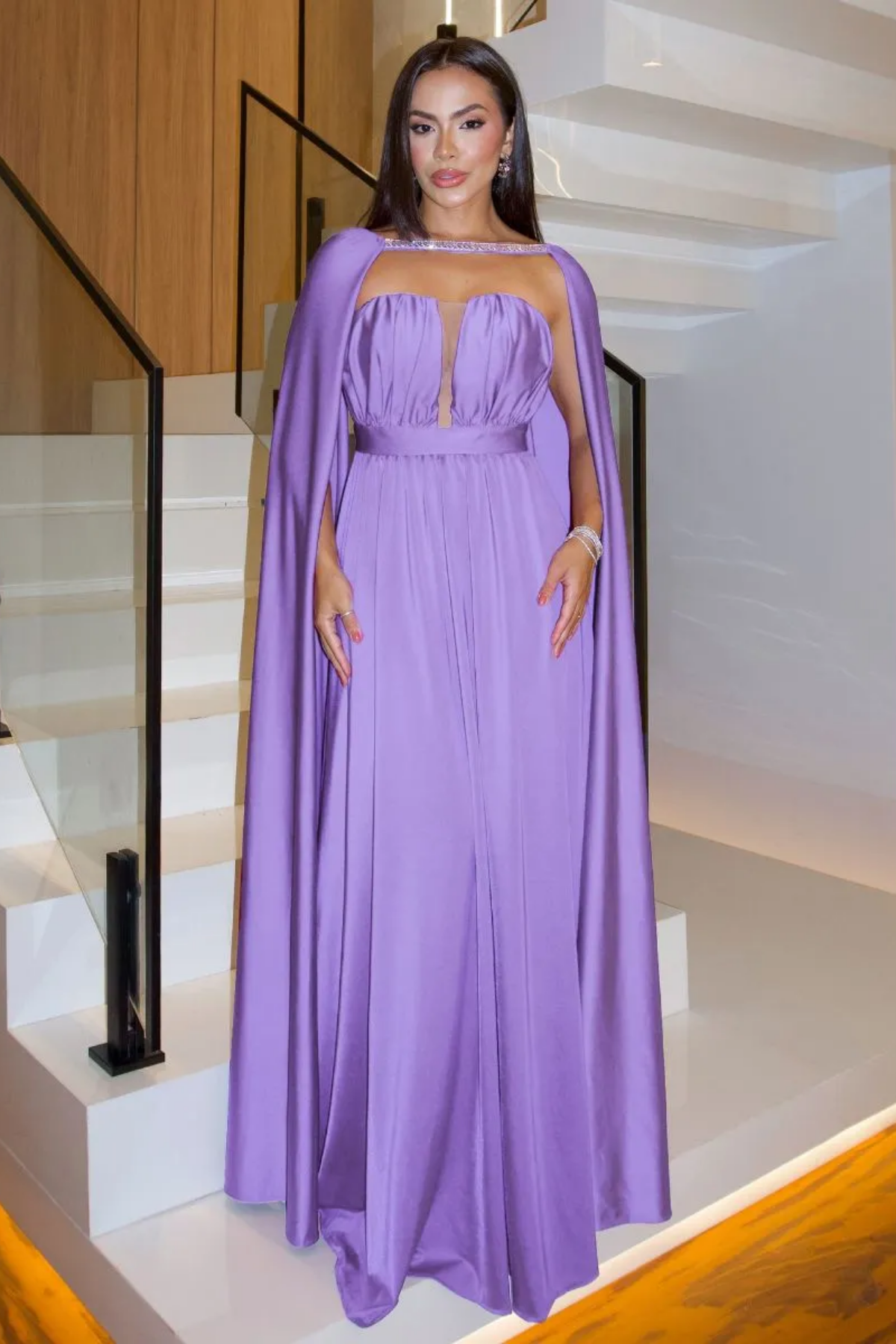Vestido Longo Tomara-Que-Caia Com Capa - Marcela
