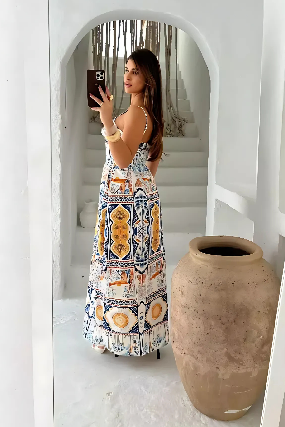 Vestido Longo Estampado com Elastex Bolso Regulador na Alça - Vivianne