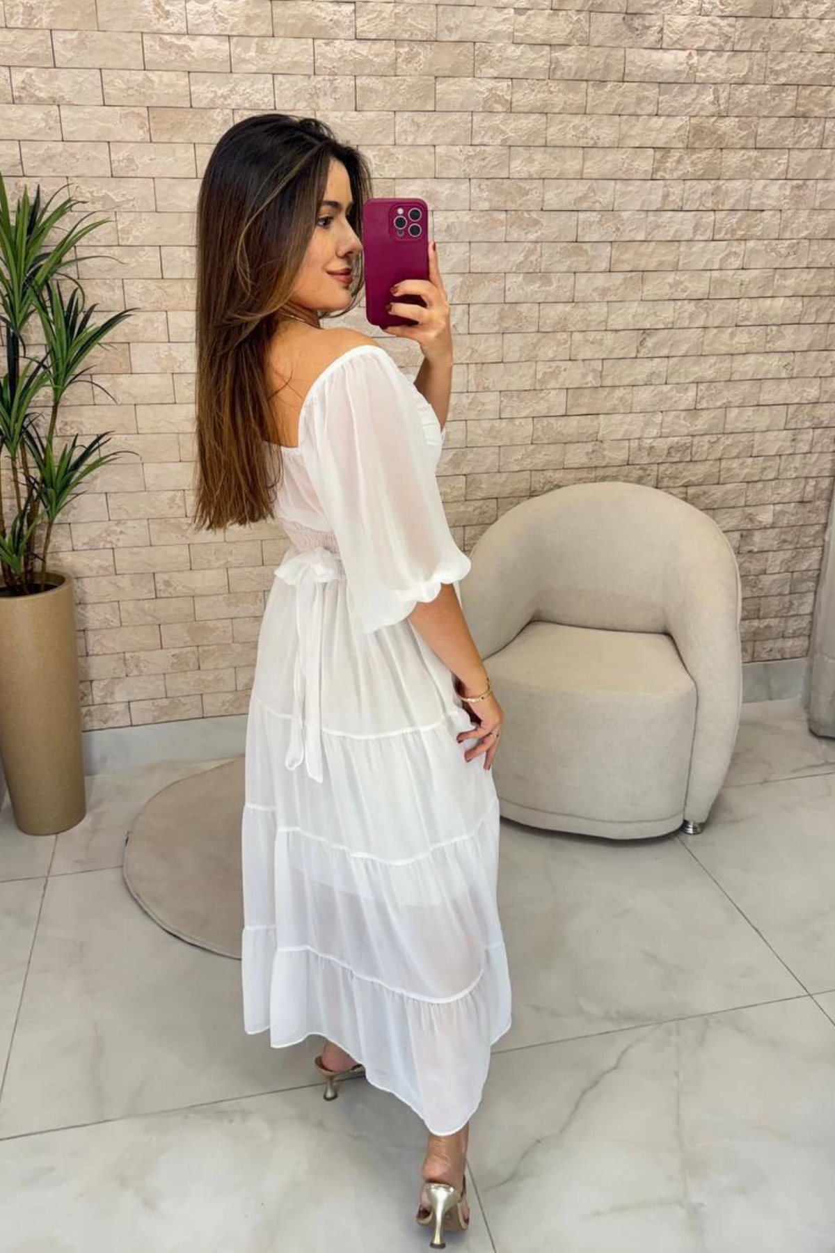 Vestido Midi Noivado Ombro a Ombro - Ivy