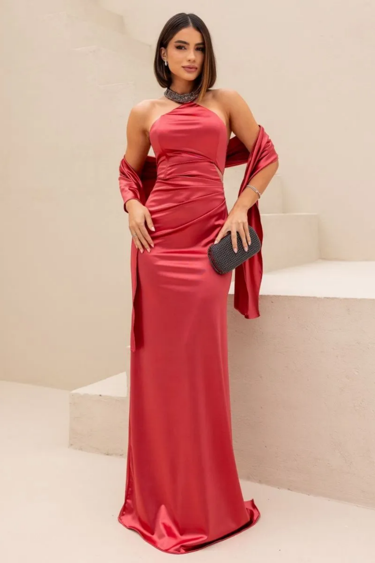 Vestido Longo Gola Bordada - Nádia