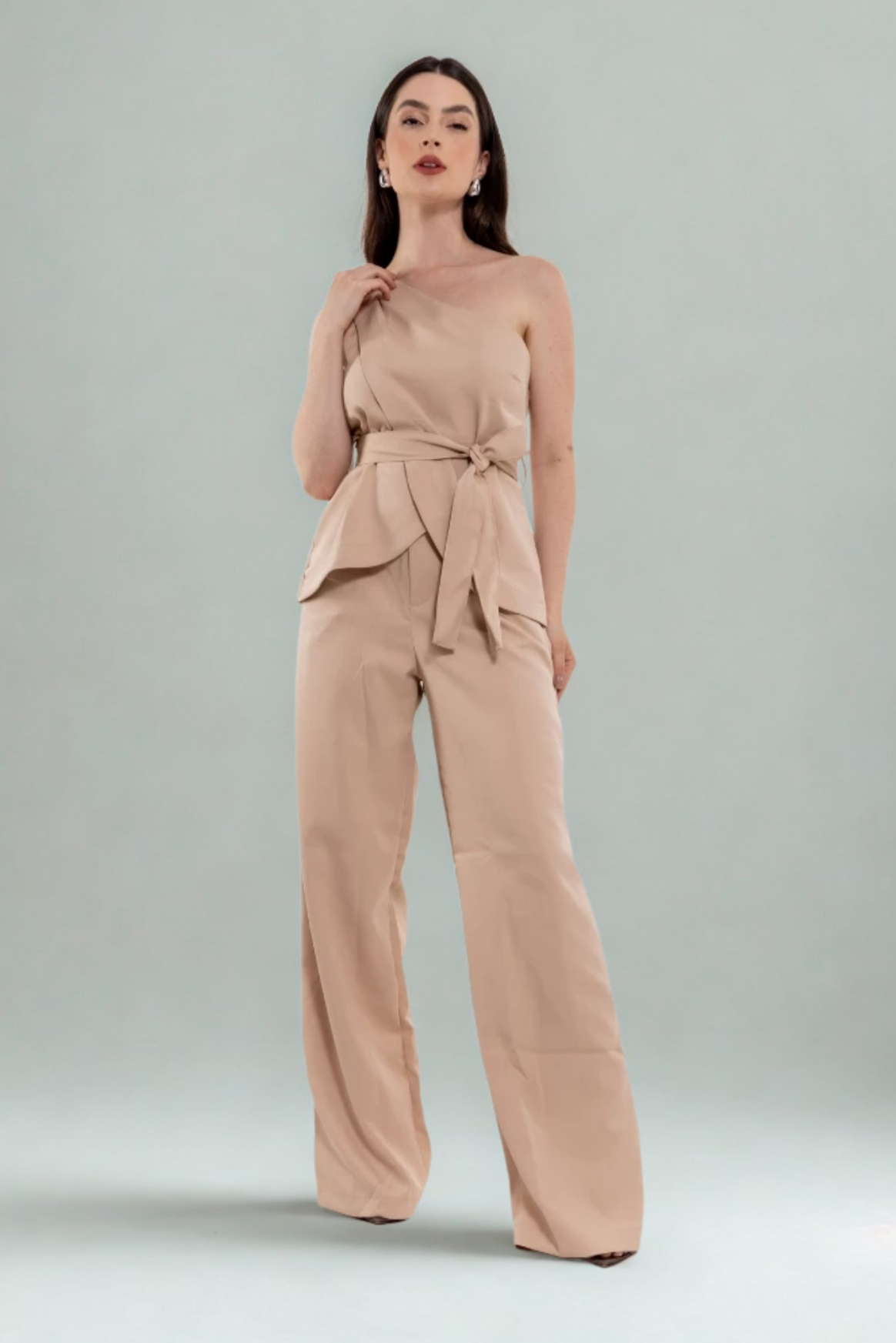 Conjunto Alfaiataria Calça e Blusa Ombro Único Assimétrico - Kessia
