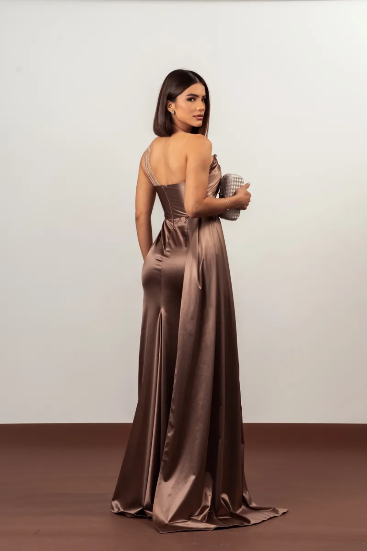 Vestido Longo Ombro Único Com Brilho - Aline