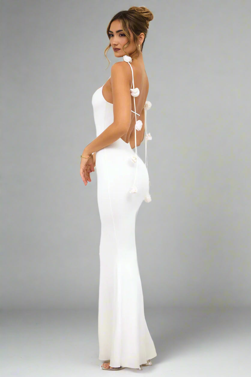 Vestido Longo com Alças Finas e Costas Abertas - Dália