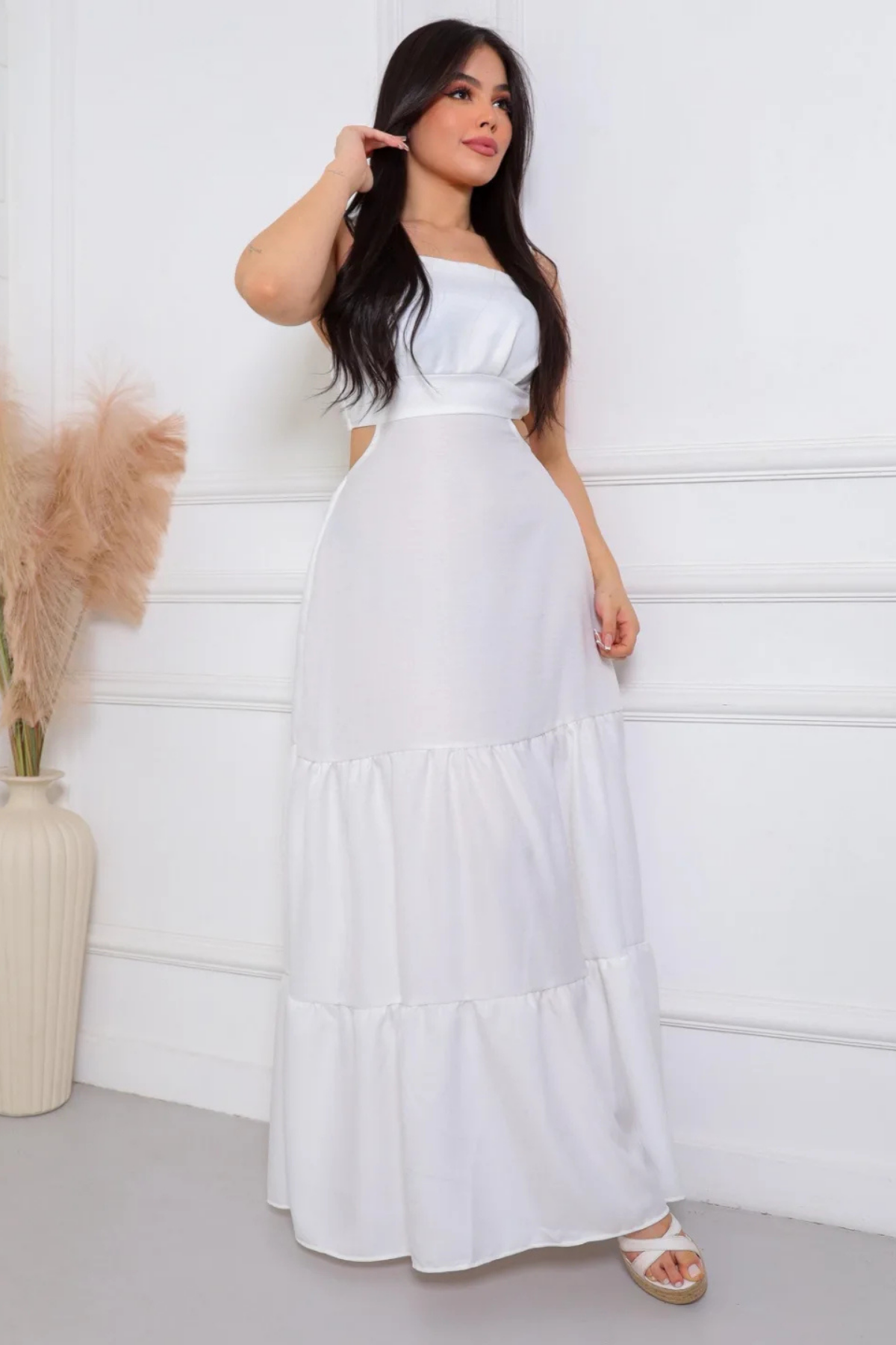 Vestido Longuinho de Noivado Com Alças Finas - Hadassa