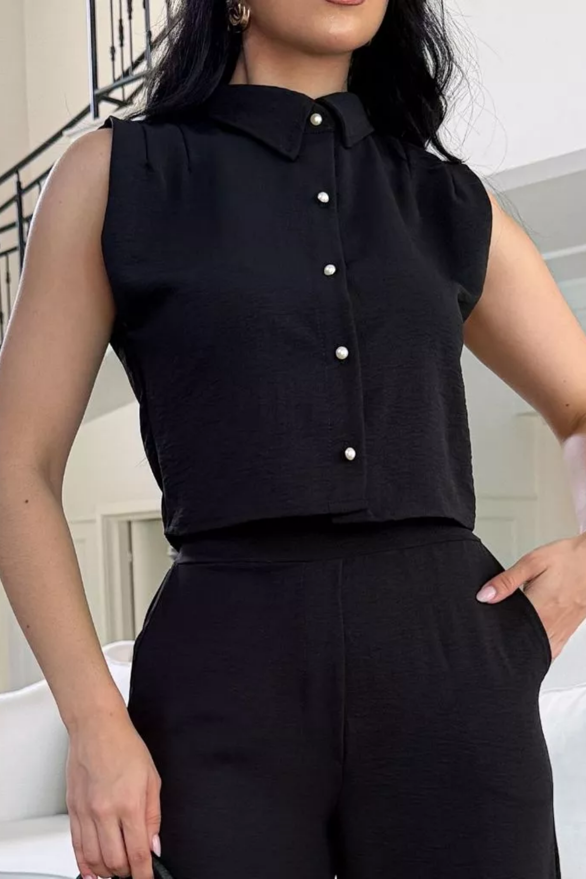 Conjunto Alfaiataria Calça e Cropped Manga Longa - Antonella