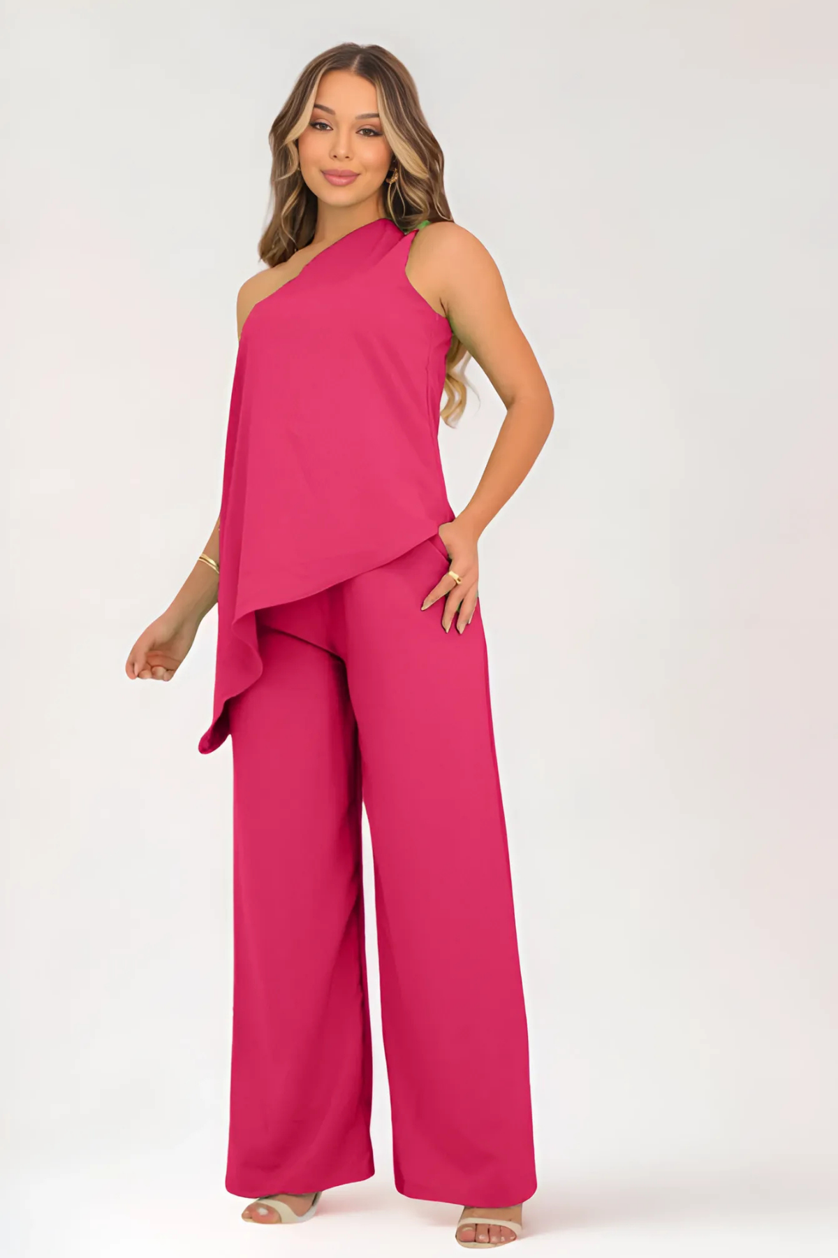 Conjunto Crepe Calça e Blusa Assimétrica Nula Manga - Valentina