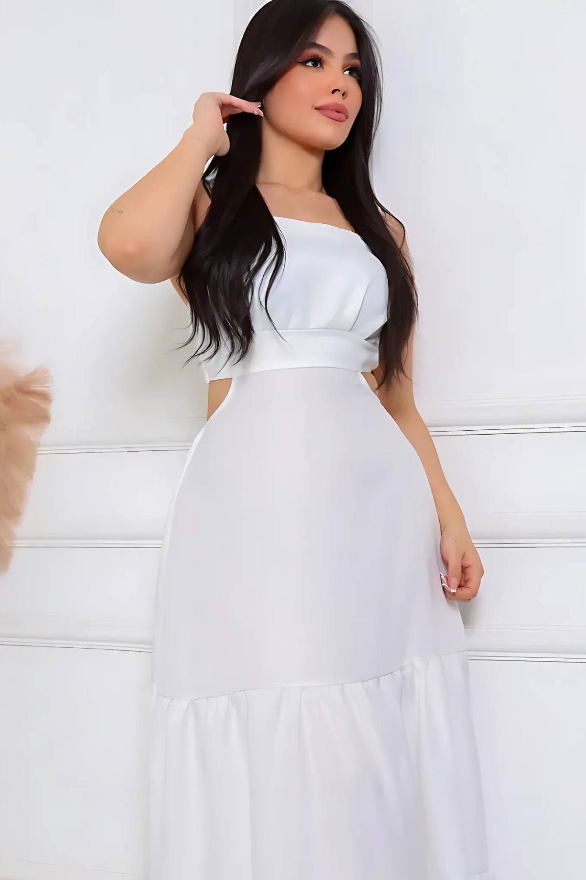 Vestido Longuinho de Noivado Com Alças Finas - Hadassa