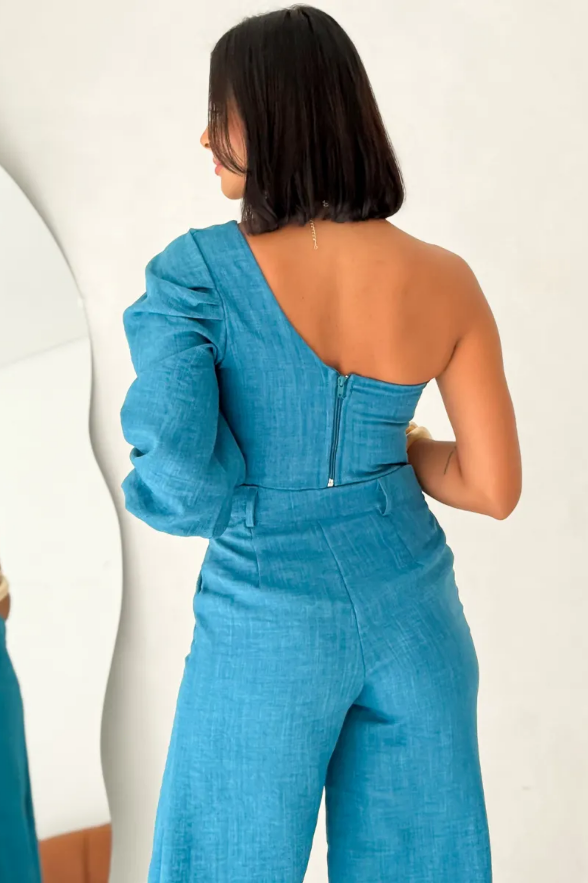 Conjunto Alfaiataria Top Manga Única Balonê e Calça Pantalona - Lavínia
