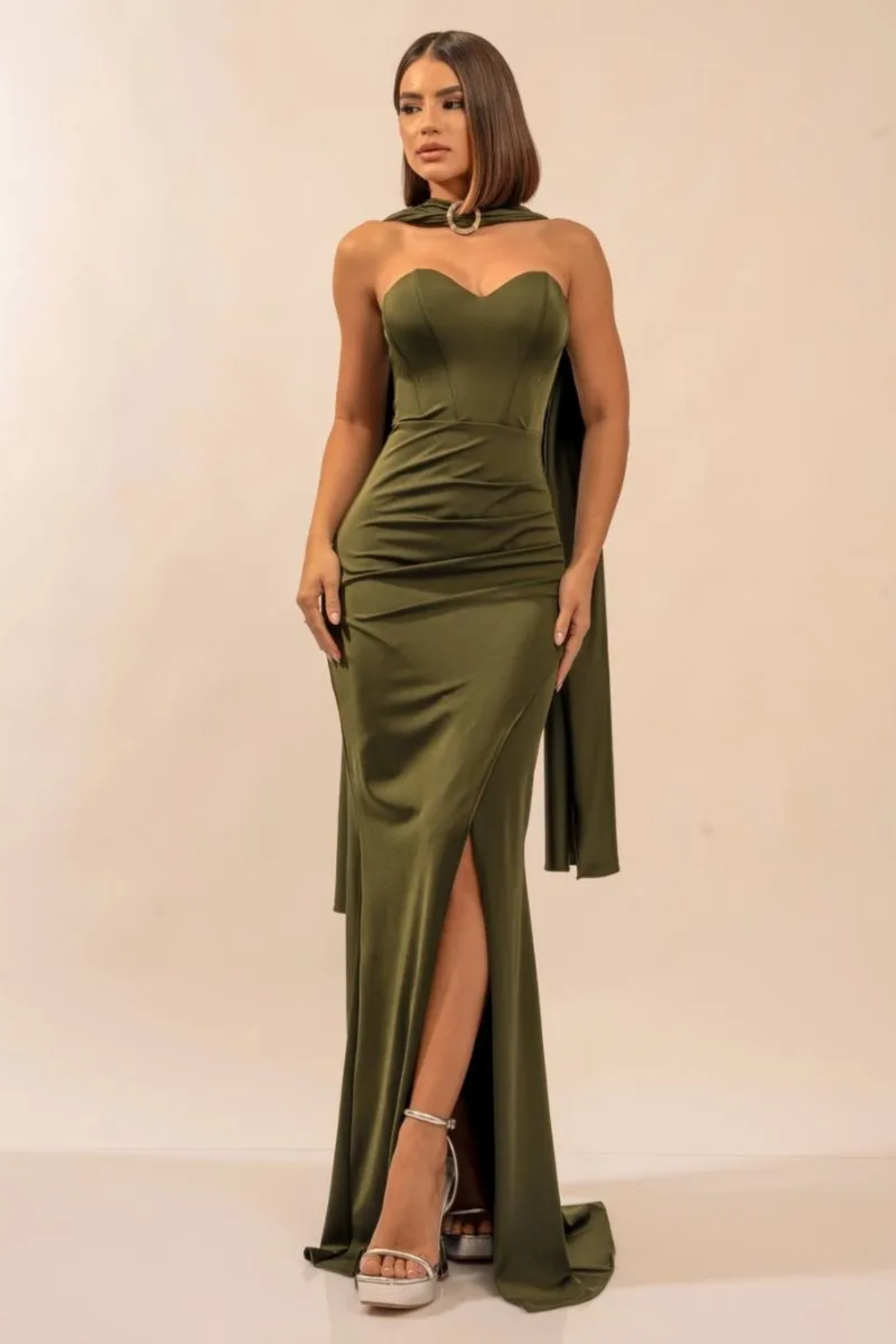 Vestido Longo Tomara-Que-Caia Decote Coração - Mellany