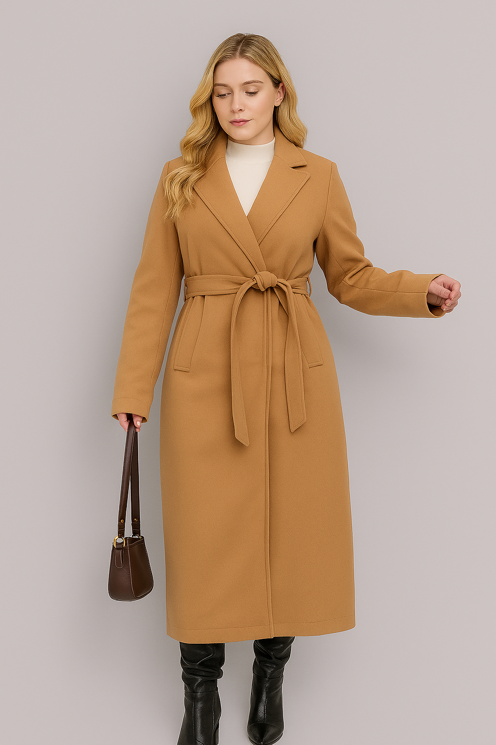 Sobretudo Longo Elegante Lã Batida - Serena