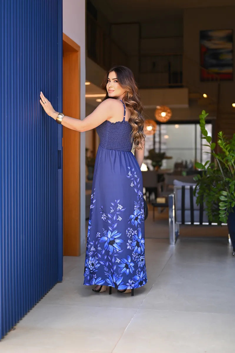 Vestido Longo De Lastex Alcinha De Amarrar - Scarlety