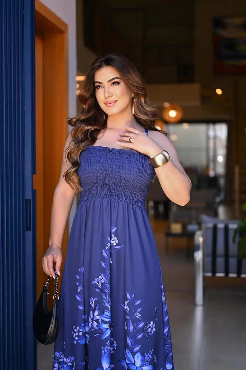 Vestido Longo De Lastex Alcinha De Amarrar - Scarlety