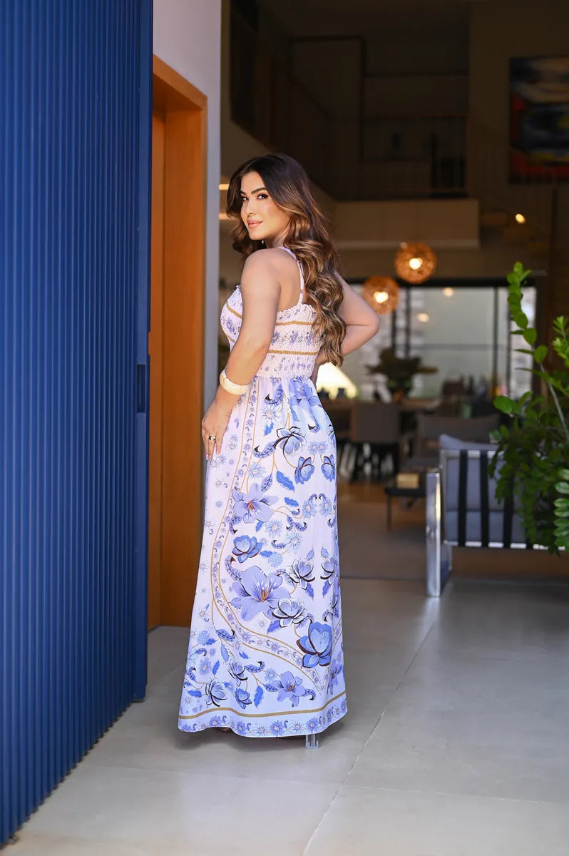 Vestido Longo De Lastex Alcinha De Amarrar - Scarlety