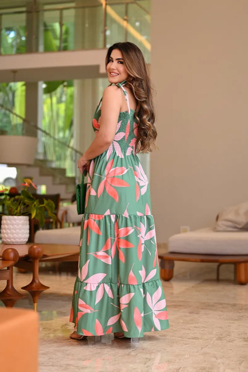 Vestido Longo De Lastex Alcinha De Amarrar - Scarlety