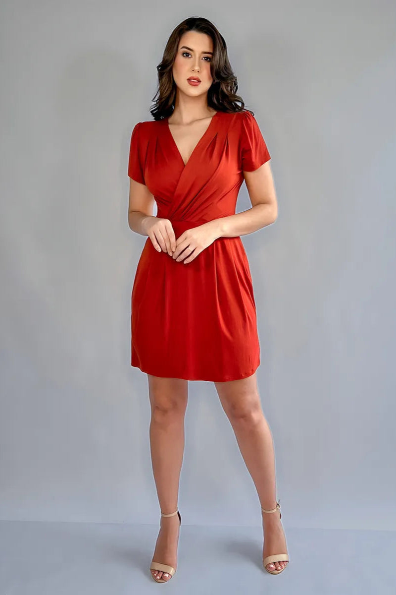 Vestido Curto Decote Transpassado Envelope Manga Curta Soltinho - Carol