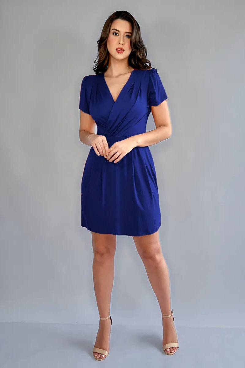 Vestido Curto Decote Transpassado Envelope Manga Curta Soltinho - Carol