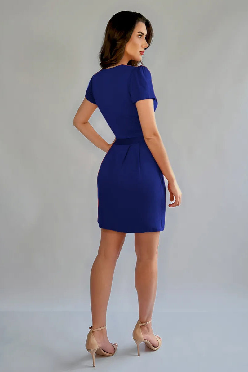 Vestido Curto Decote Transpassado Envelope Manga Curta Soltinho - Carol