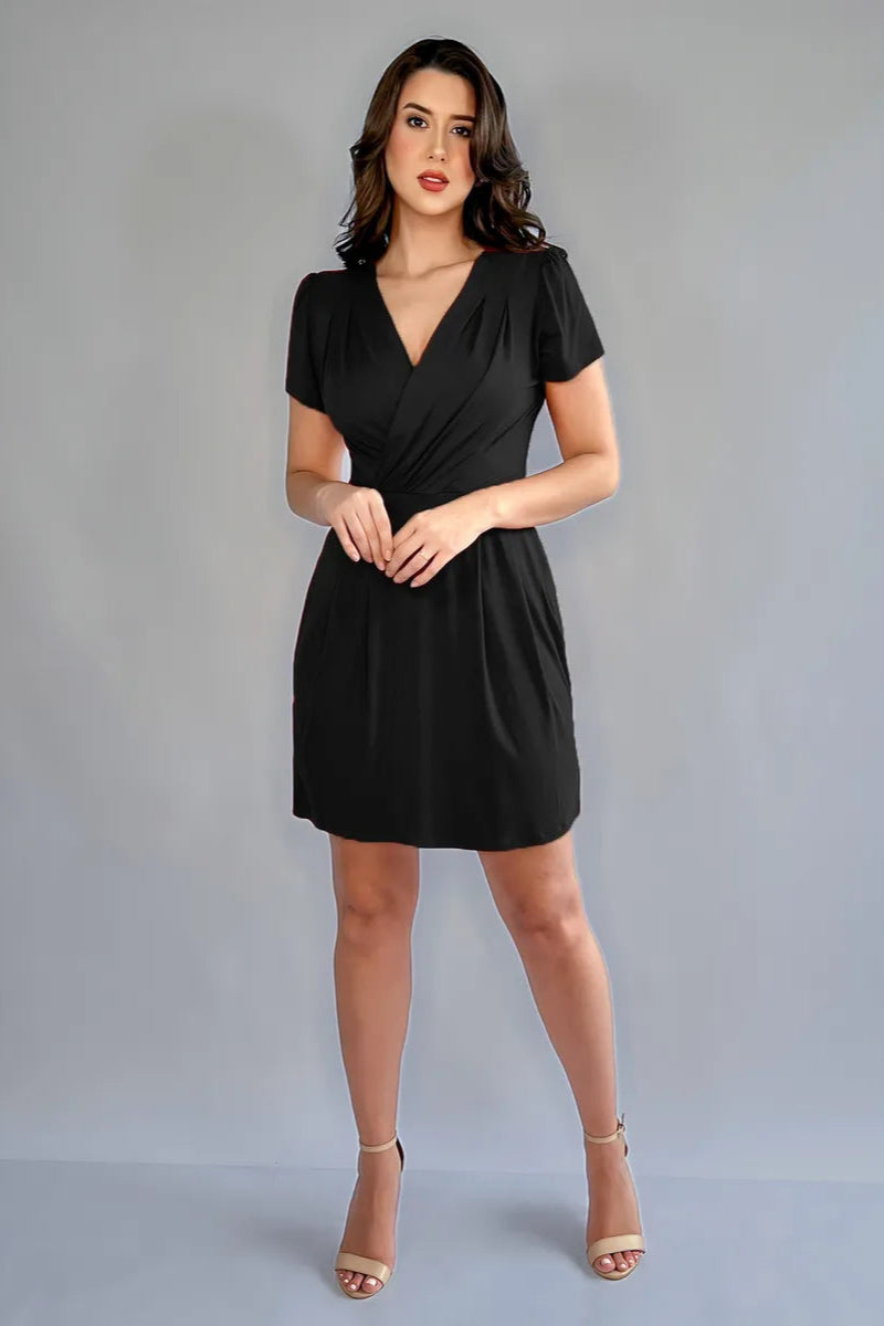 Vestido Curto Decote Transpassado Envelope Manga Curta Soltinho - Carol