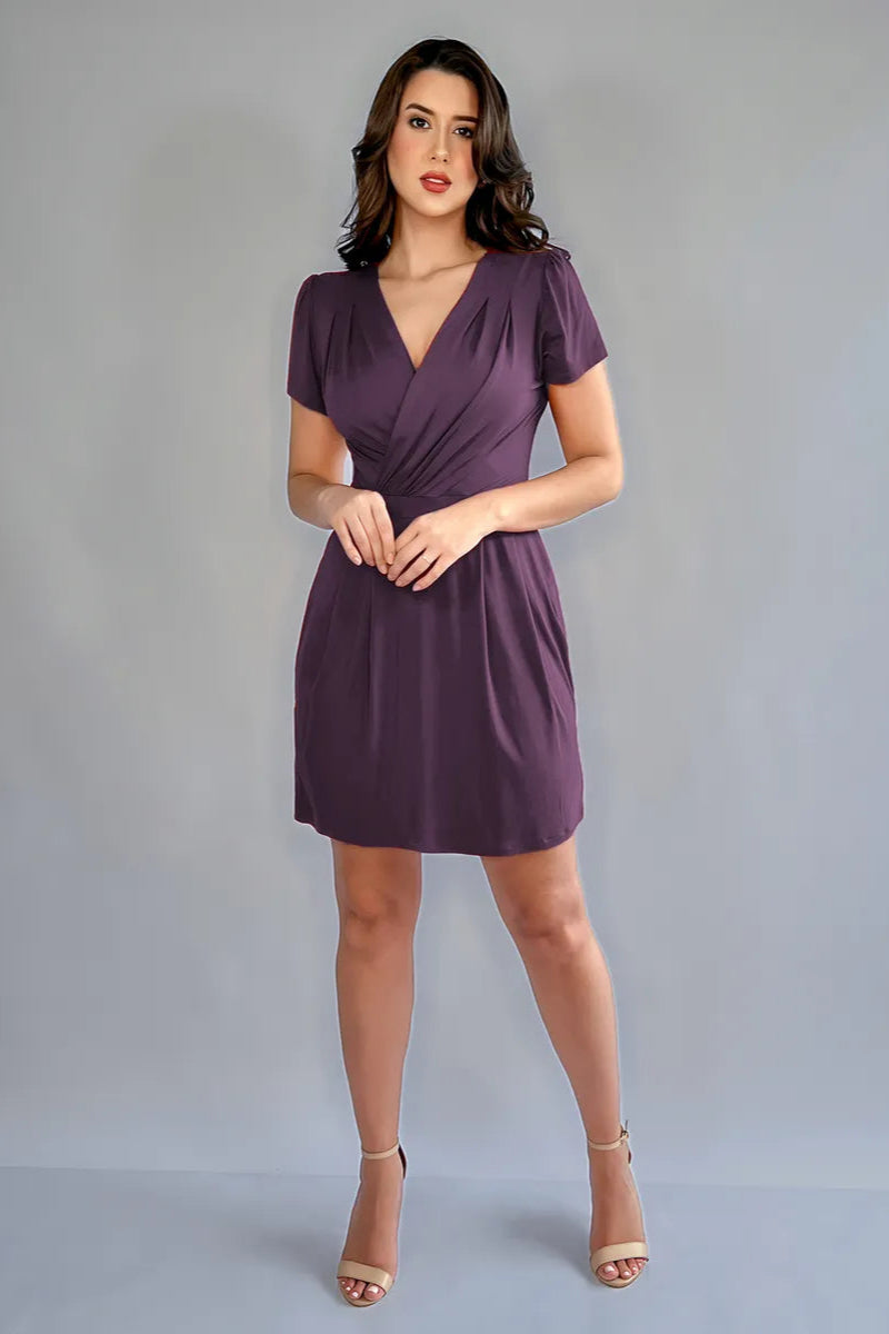 Vestido Curto Decote Transpassado Envelope Manga Curta Soltinho - Carol