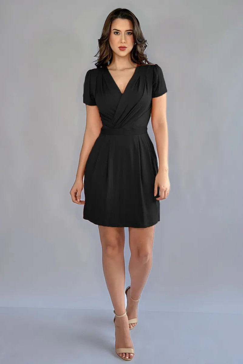 Vestido Curto Decote Transpassado Envelope Manga Curta Soltinho - Carol