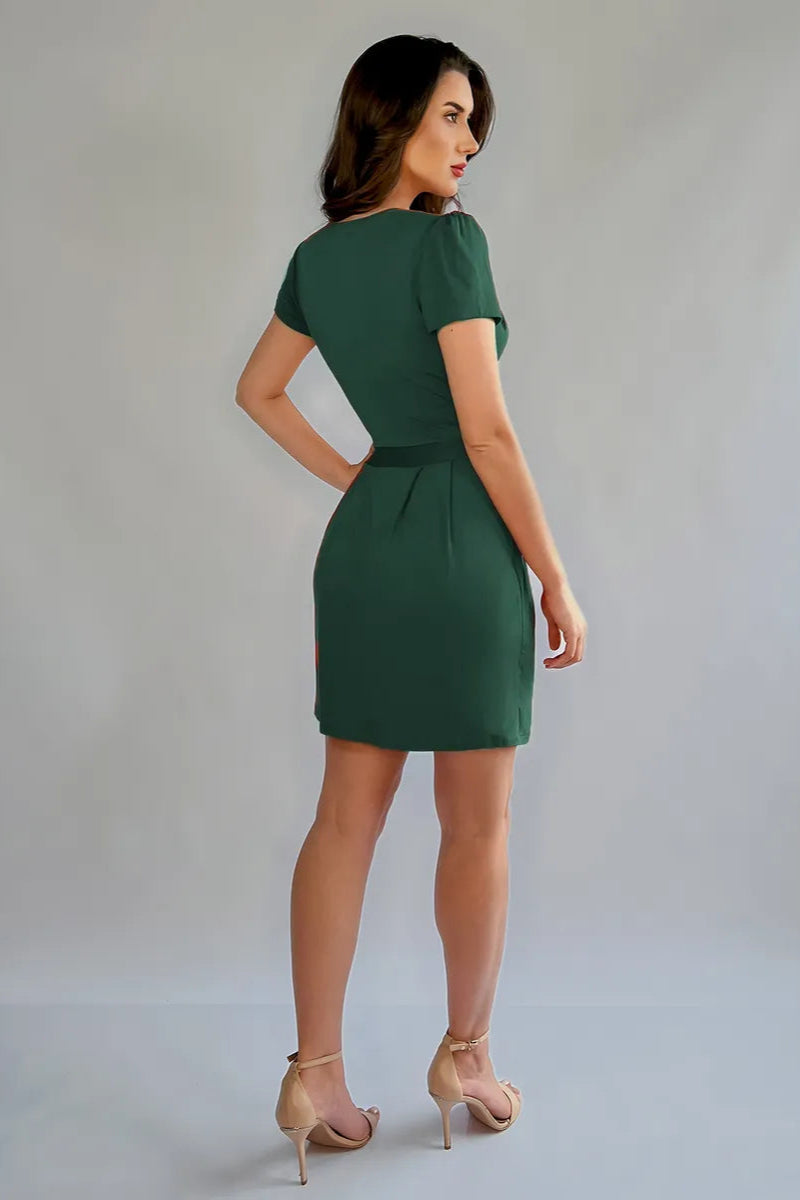 Vestido Curto Decote Transpassado Envelope Manga Curta Soltinho - Carol