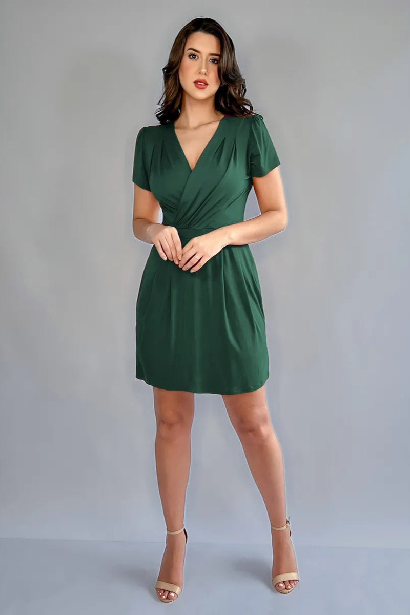 Vestido Curto Decote Transpassado Envelope Manga Curta Soltinho - Carol