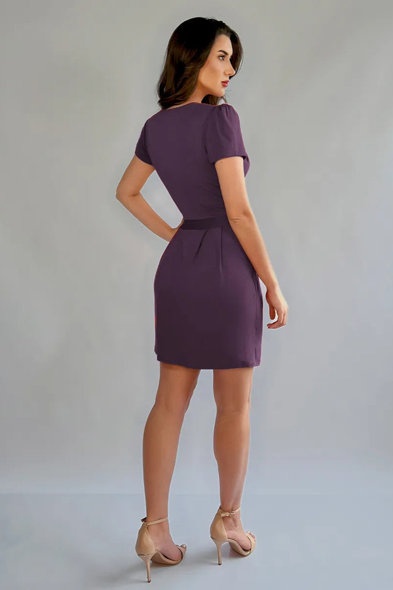 Vestido Curto Decote Transpassado Envelope Manga Curta Soltinho - Carol