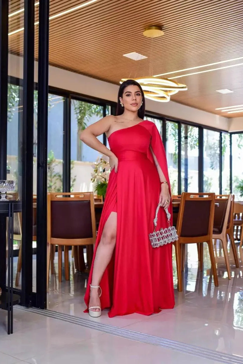 Vestido Feminino Longo Com Capa Festa Madrinha Casamento - Mari