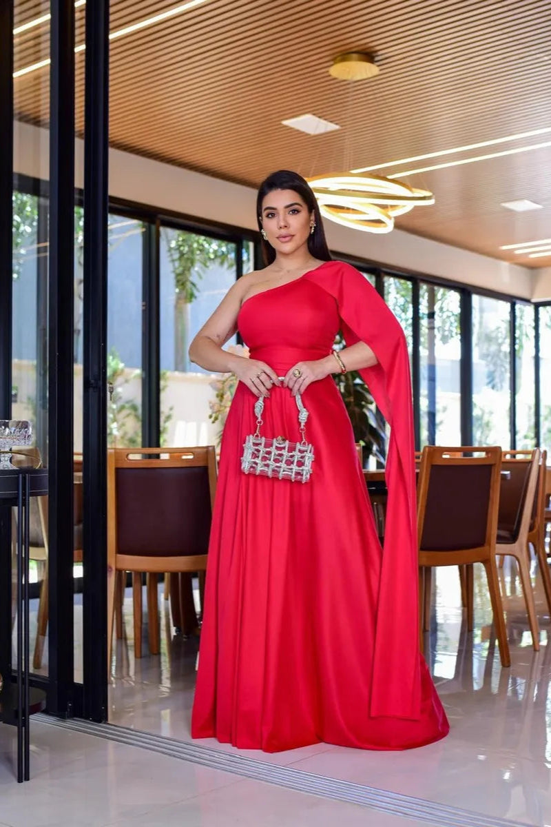 Vestido Feminino Longo Com Capa Festa Madrinha Casamento - Mari