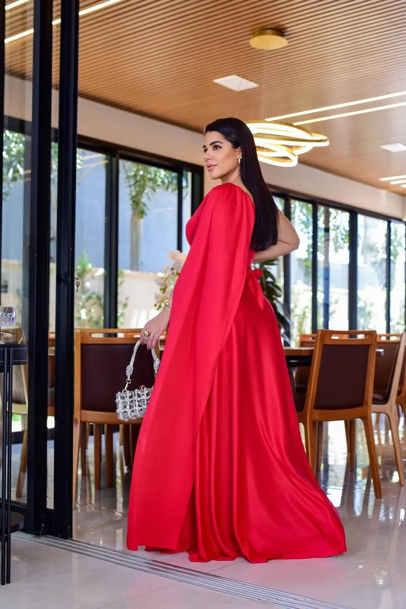 Vestido Feminino Longo Com Capa Festa Madrinha Casamento - Mari