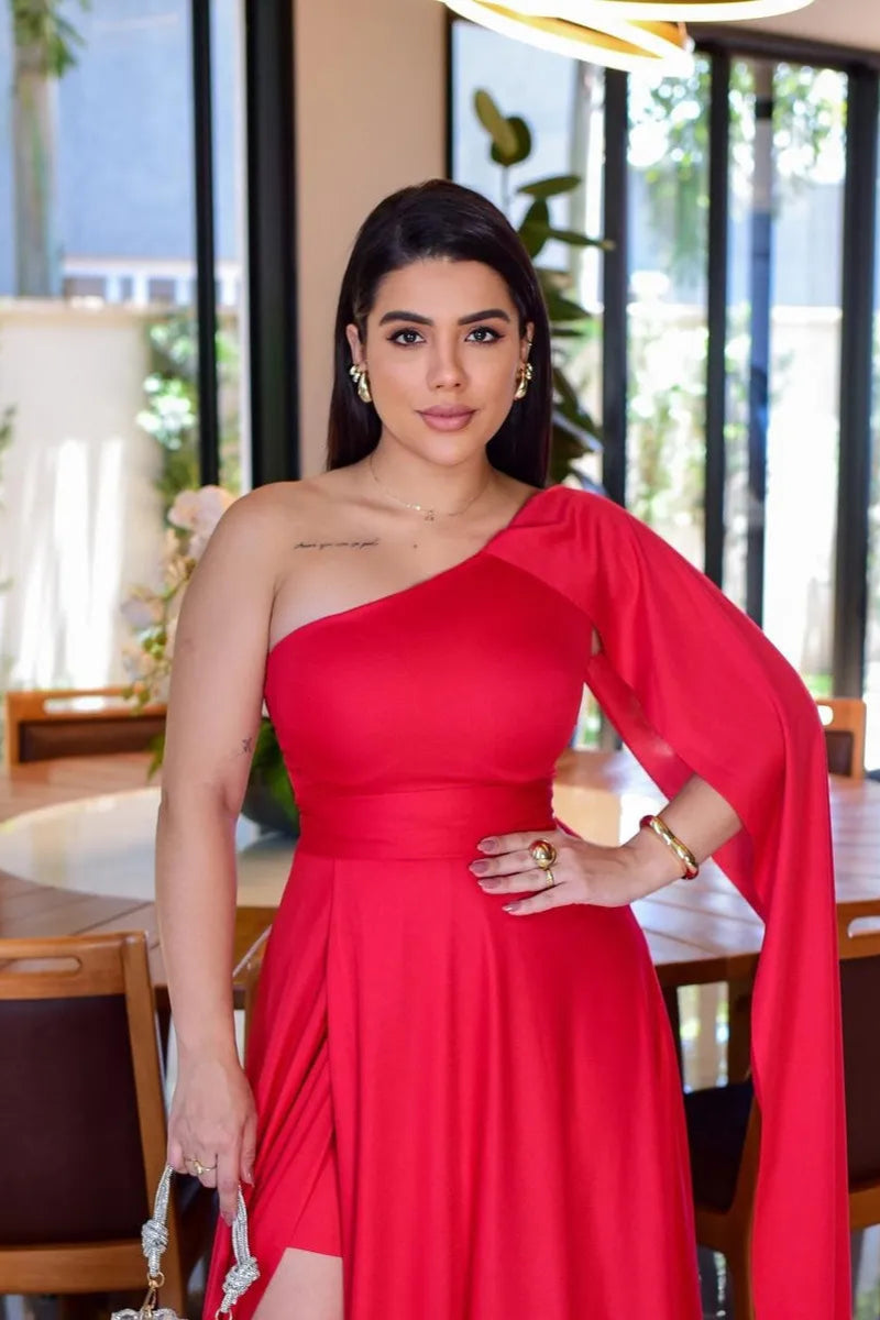 Vestido Feminino Longo Com Capa Festa Madrinha Casamento - Mari