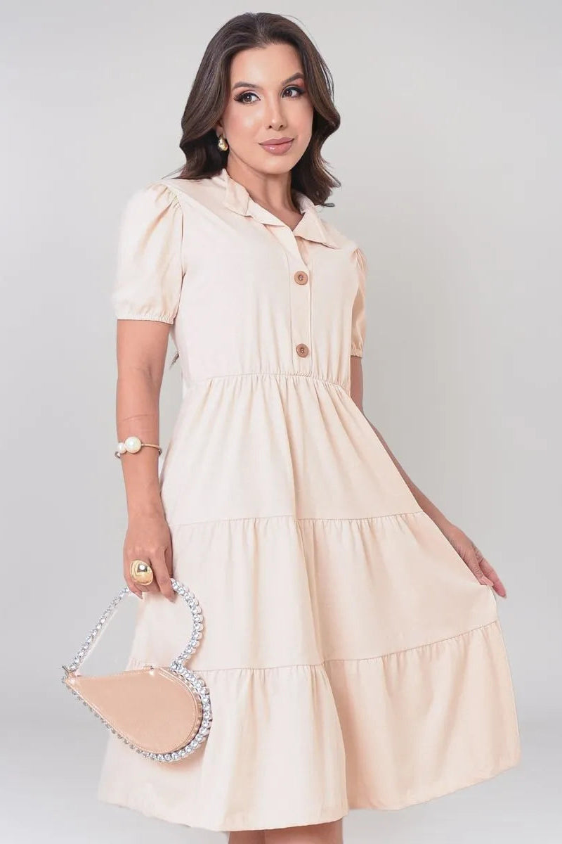 Vestido Feminino Midi Moda Evangélica Soltinho Confortável - Manuela