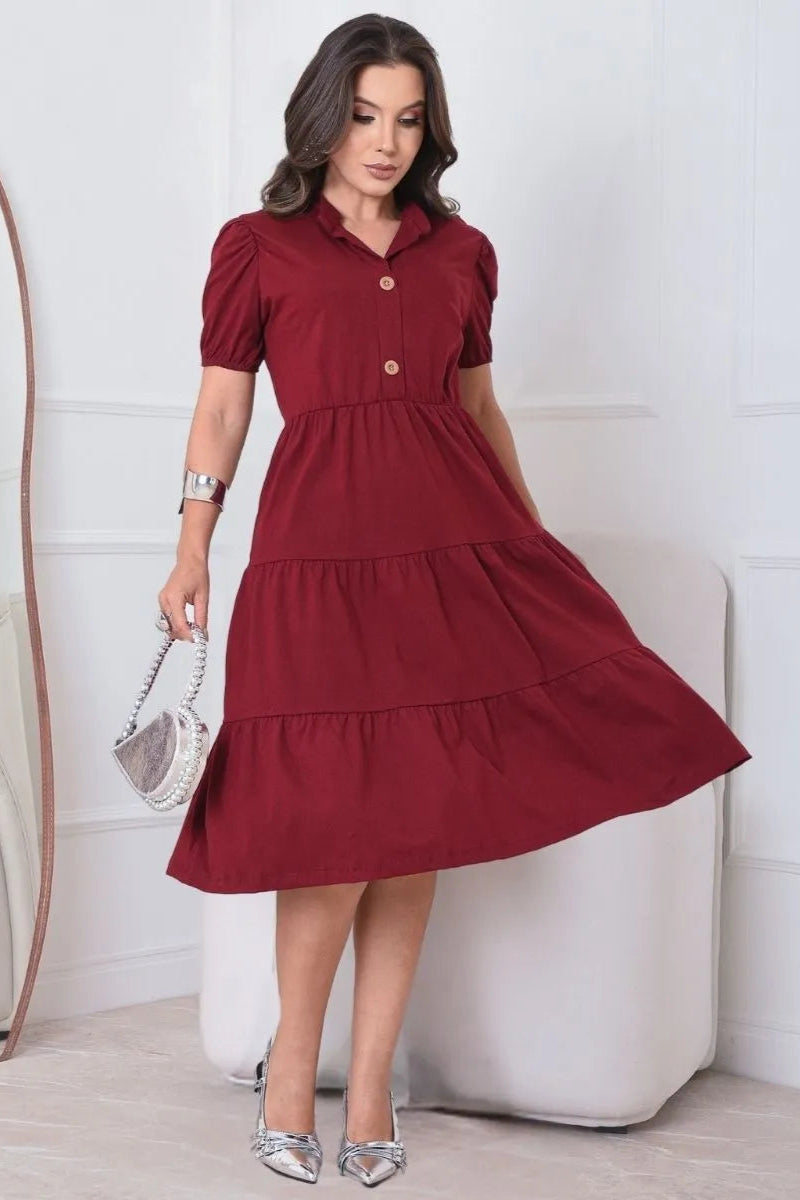 Vestido Feminino Midi Moda Evangélica Soltinho Confortável - Manuela