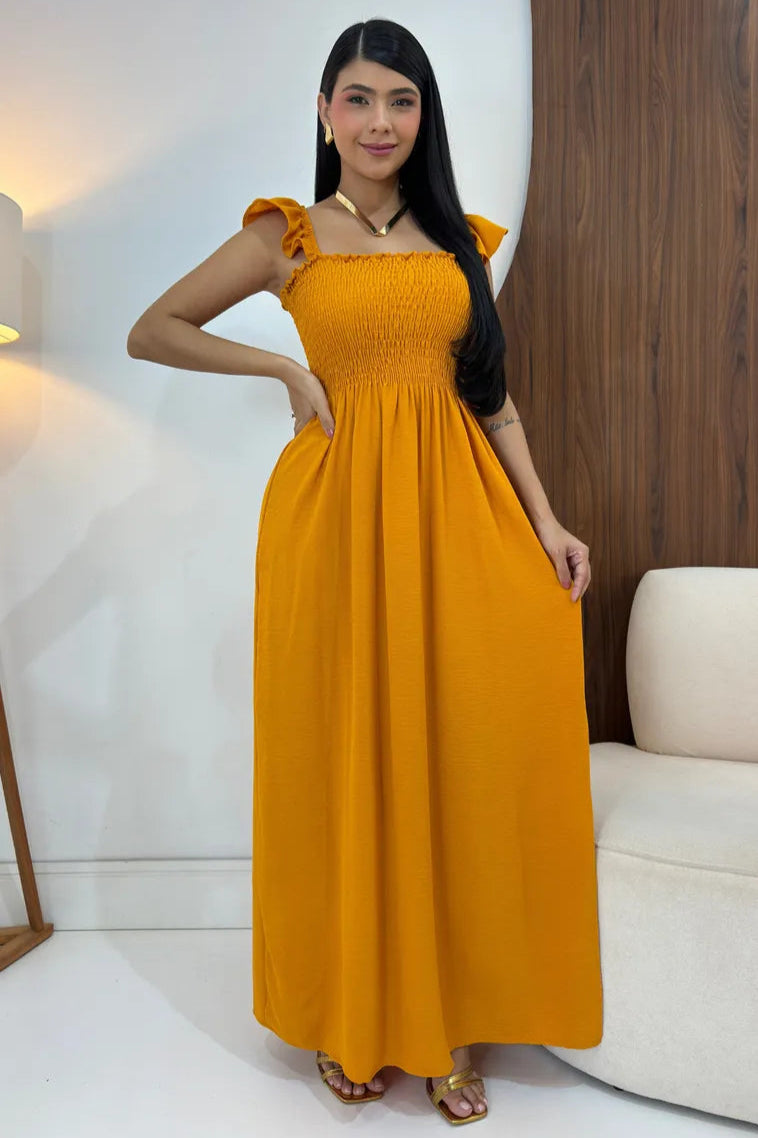 Vestido Longo Feminino Casual Lastex Alcinha Fenda - Mirela