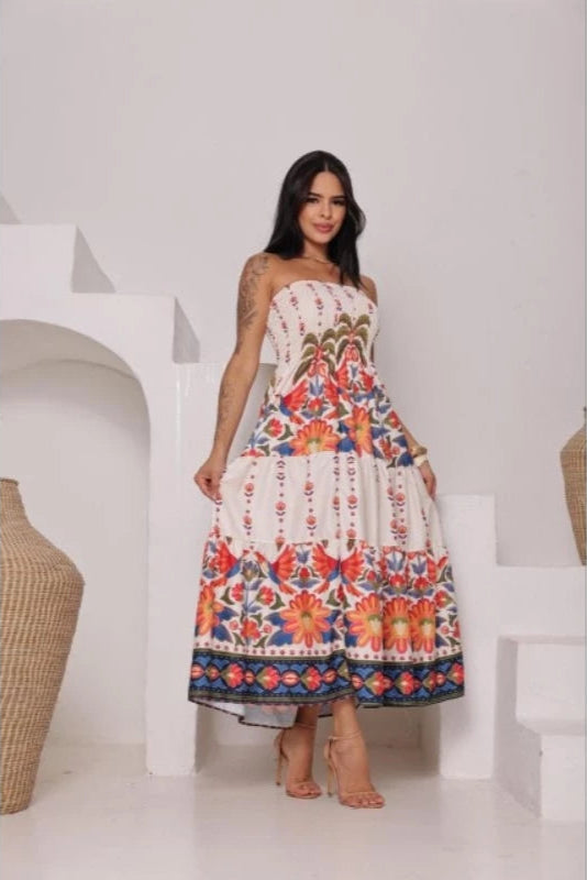 Vestido Longo Florido Tomara que Caia - Ravena