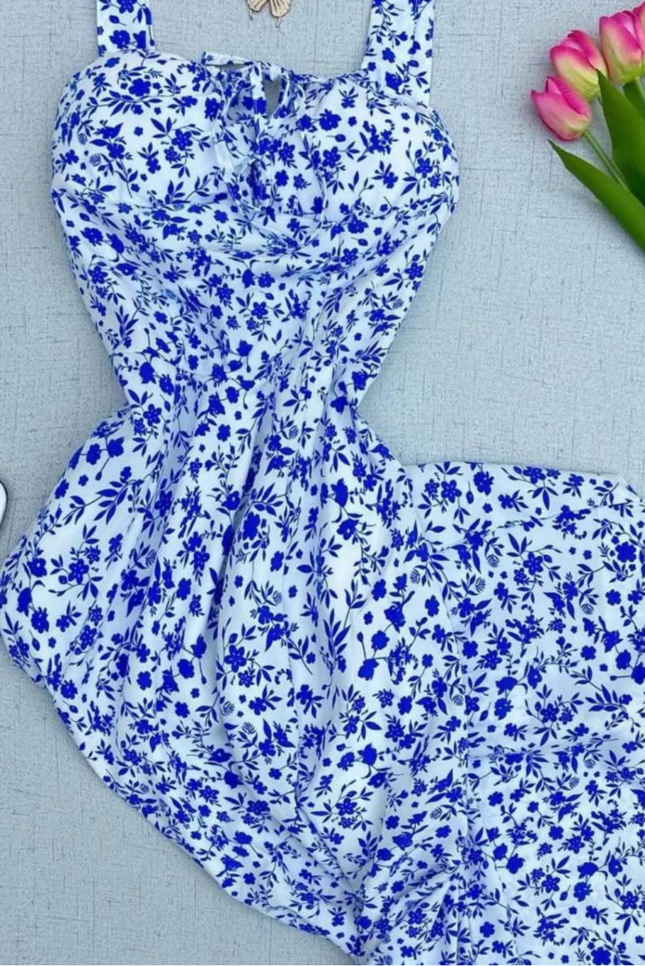 Vestido Mídi Estampado com Alça e Cruzado nas Costas - Natasha