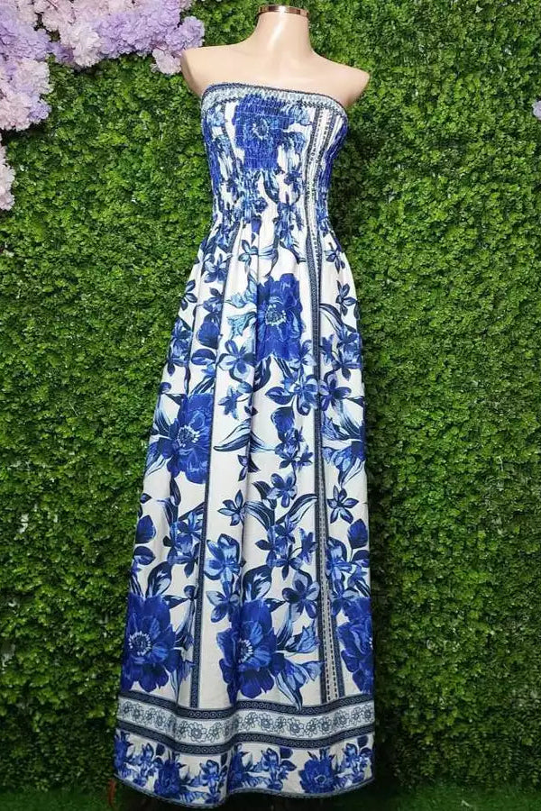 Vestido Longo Estampado Tomara que Caia Com Elastex - Fabiola