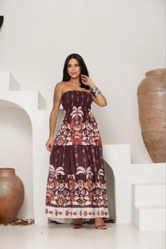 Vestido Longo Florido Tomara que Caia - Ravena