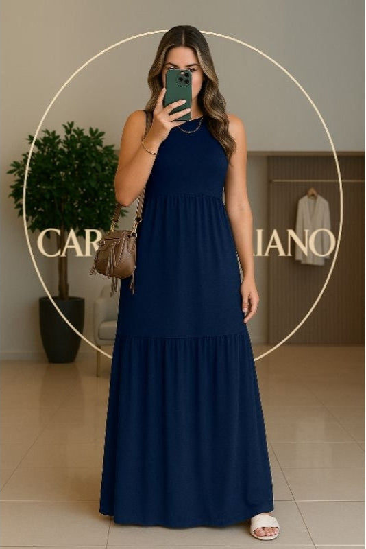 Vestido Longo Drapeado Soltinho - Yara