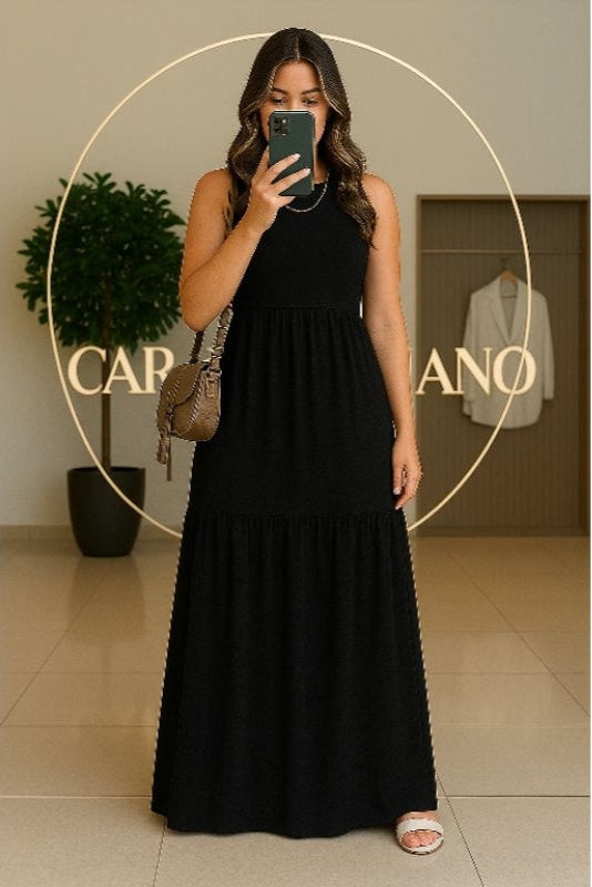 Vestido Longo Drapeado Soltinho - Yara