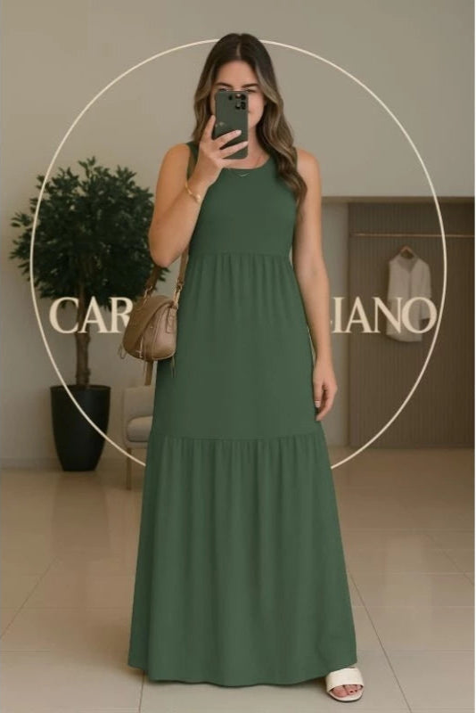 Vestido Longo Drapeado Soltinho - Yara