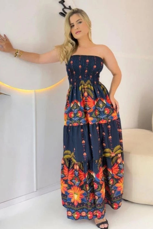 Vestido Longo Florido Tomara que Caia - Ravena