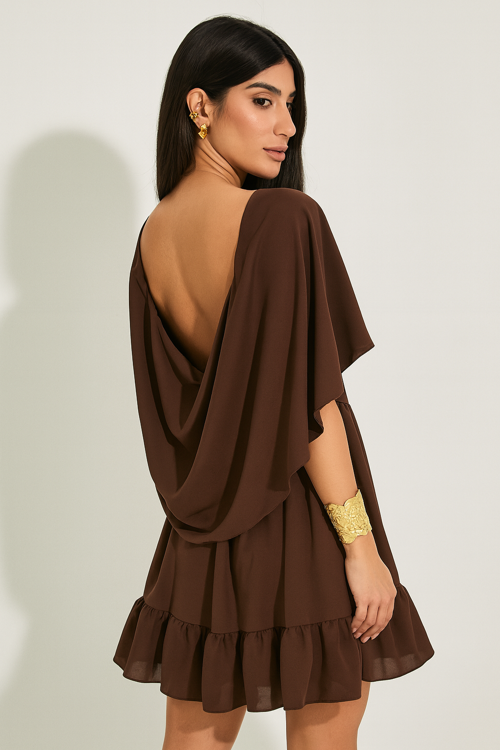 Vestido Curto Tomara Que Caia Com Manga Capa - Barbara