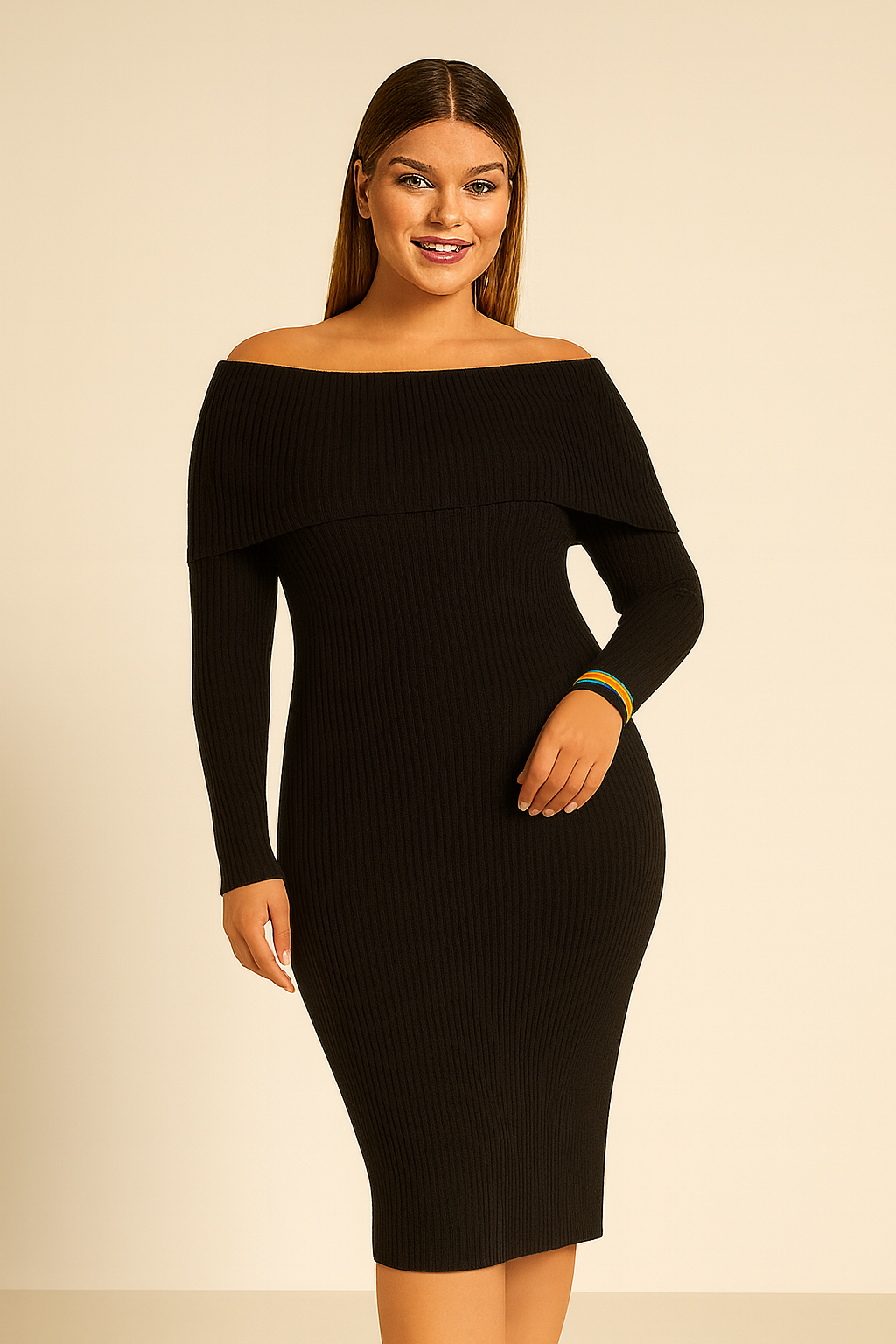 Vestido Midi Ombro a Ombro - Rebecca